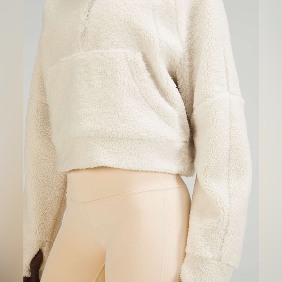 Lululemon Scuba Oversized Half-Zip Fleece Hoodie White Opal - Picture 5 of 10